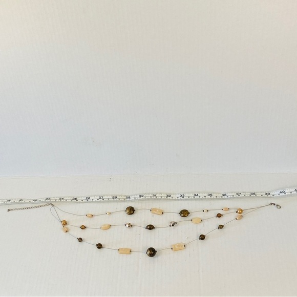 STATION necklace stone and beads wire strands Lobster clasp - Picture 3 of 10